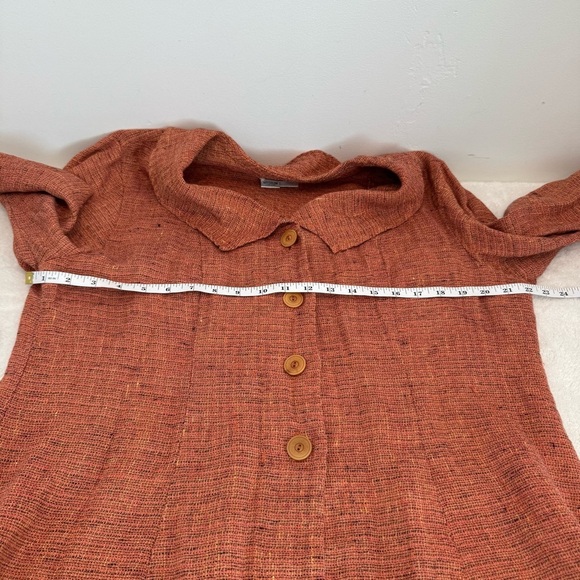 Flax Womens M Cardigan Jacket Blue long Sleeve  100% Linen - Picture 5 of 6